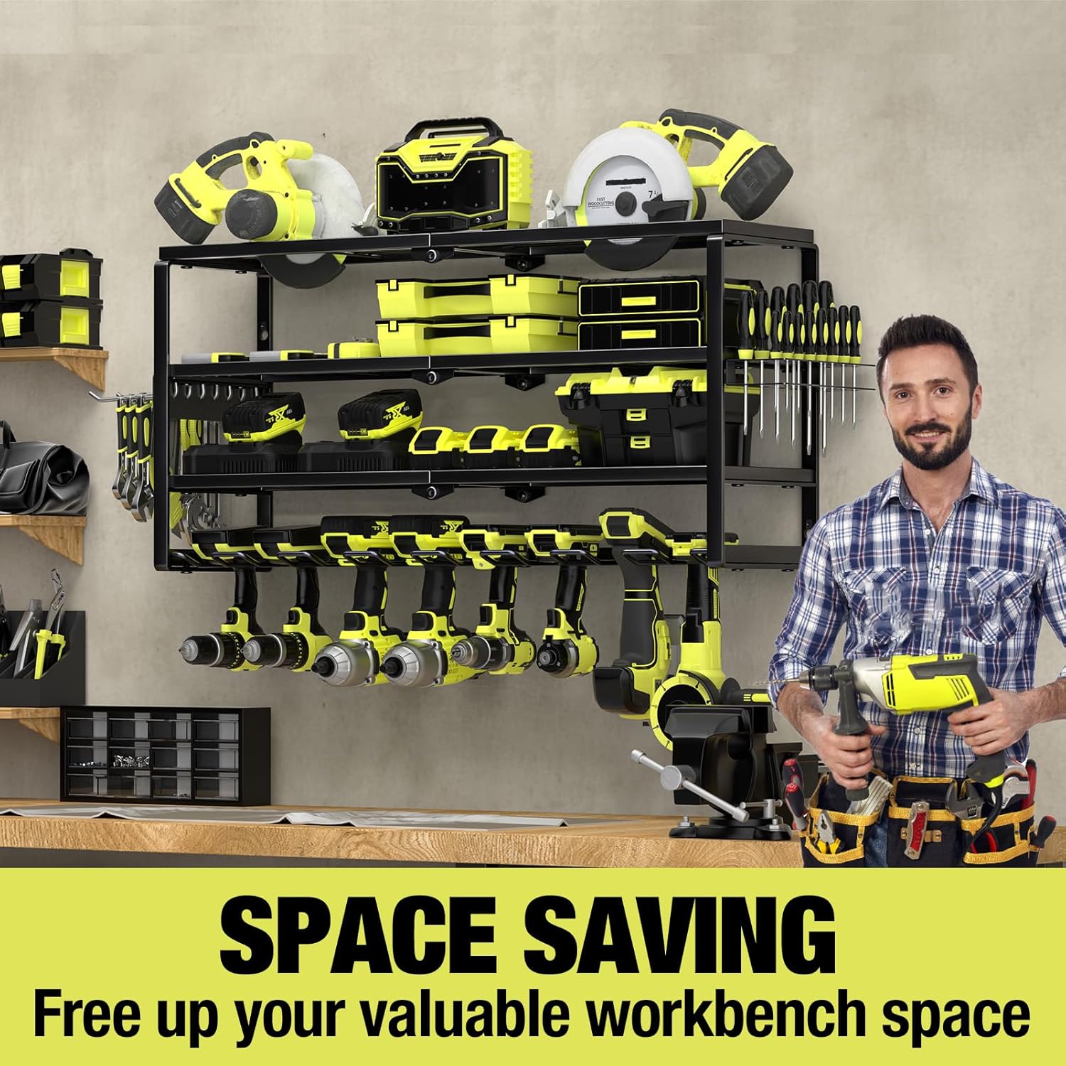 4 Layer Wall Mount Power Tool  - Power Tools Organizer ulasan dan harga